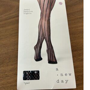 NWT Women's Rhinestone Fishnet Tights - a New Day Black 1X-2X